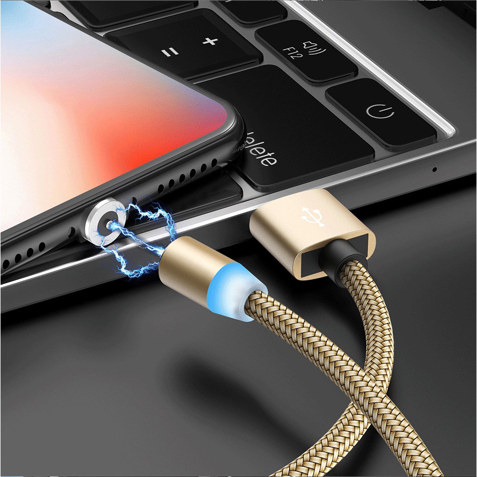 Cáp sạc nhanh / Đầu cắm từ tính USB-C Type C / Ios / Micro USB 360