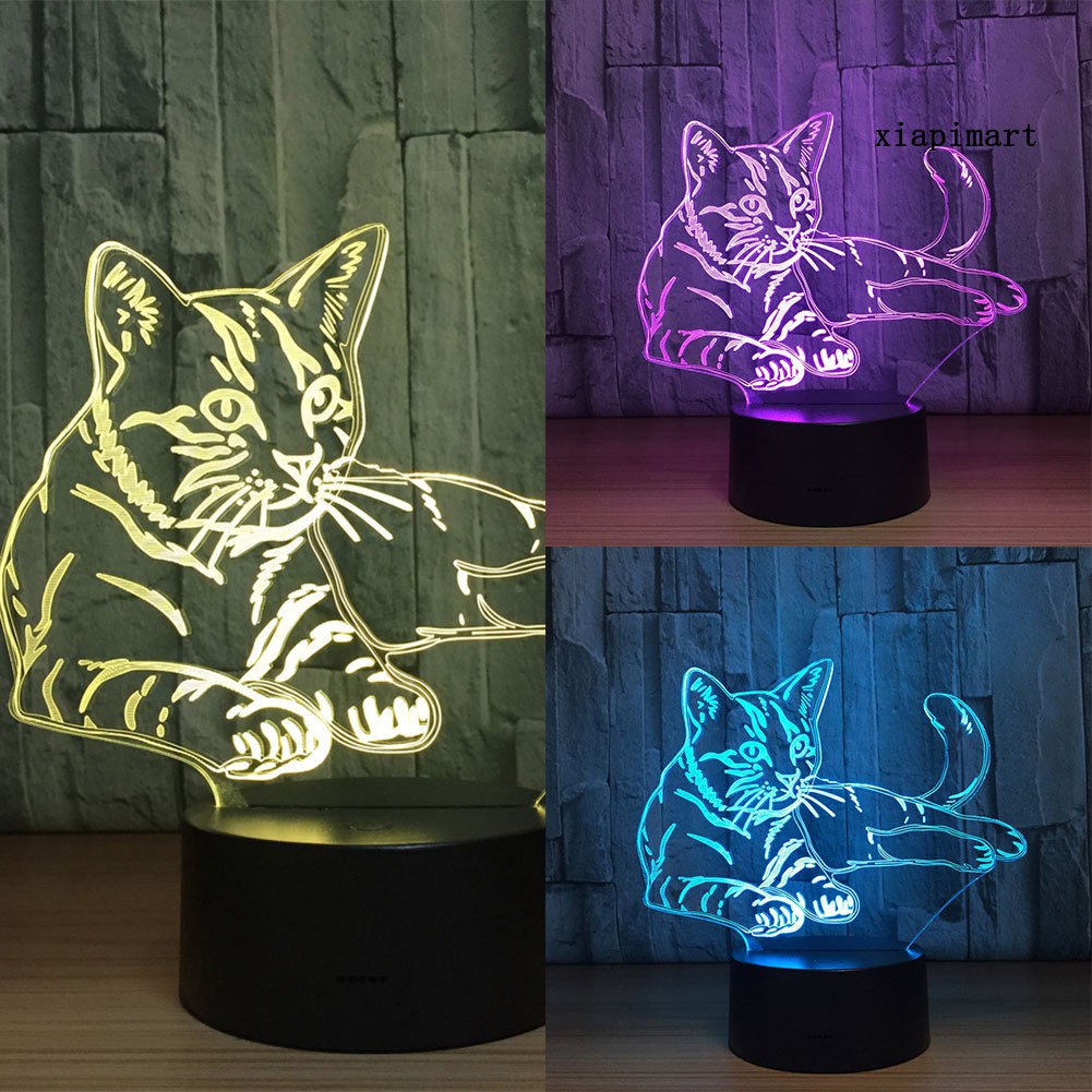 Đèn Led Trang Trí Hình Mèo 3d Nhiều Màu