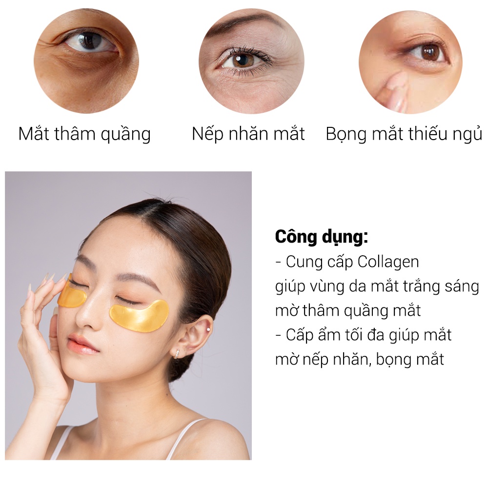 Mặt nạ mắt collagen Nhật Bản Akimi Japan mờ thâm, nếp nhăn, bọng mắt, mask mắt cấp dưỡng ẩm làm trắng vùng da mắt | BigBuy360 - bigbuy360.vn