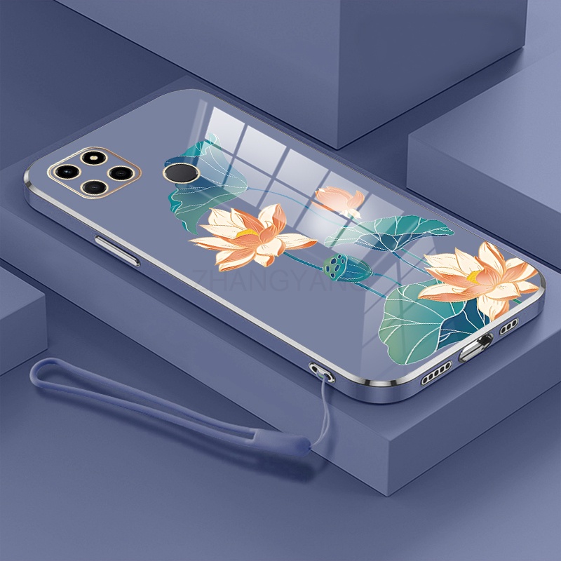 ốp lưng Realme c25 c25s c12 ốp điện thoại Realme c25 c25s c12 Ốp Điện Thoại TPU Dẻo Mạ Màu Họa Tiết Hoa Sen Sang Trọng
