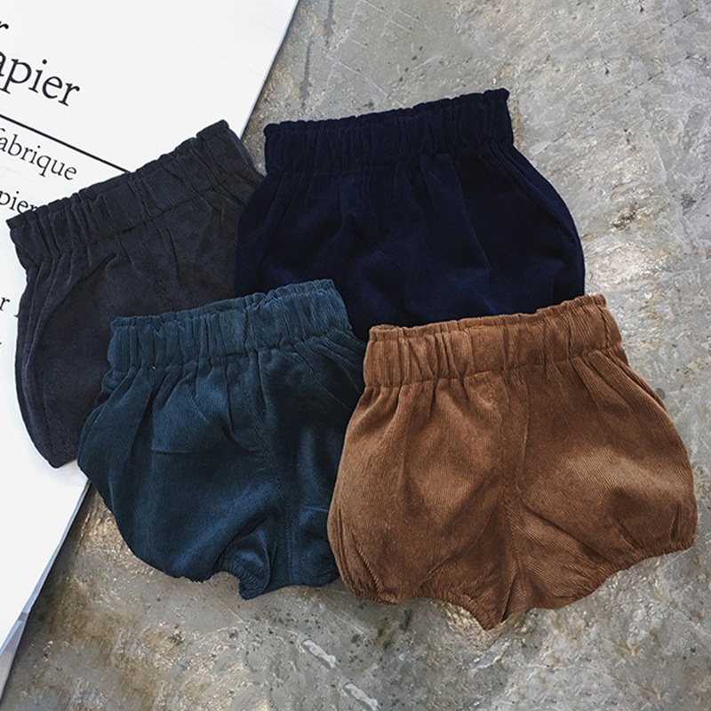 Quần short vải nhung màu sắc đơn giản cho bé gái