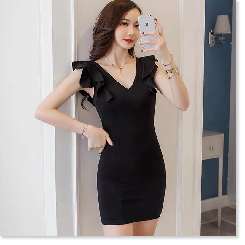 ĐẦM NỮ  BODY HHP CỔ V PHỐI BÈO SANG CHẢNH