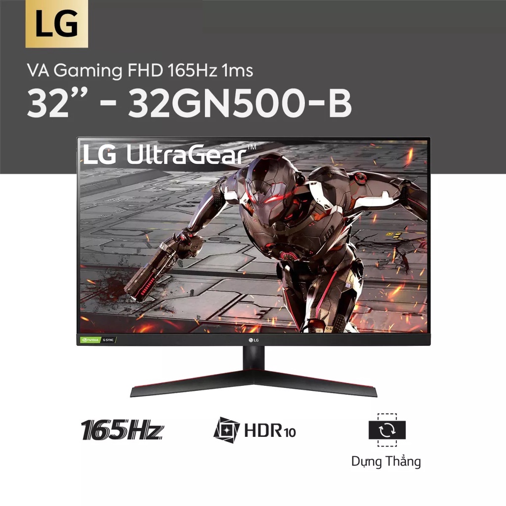 Màn Hình LG 32GN500-B Ultragear™ 31.5'' VA FHD 165Hz 1ms MBR G-SYNC Compatible HDR