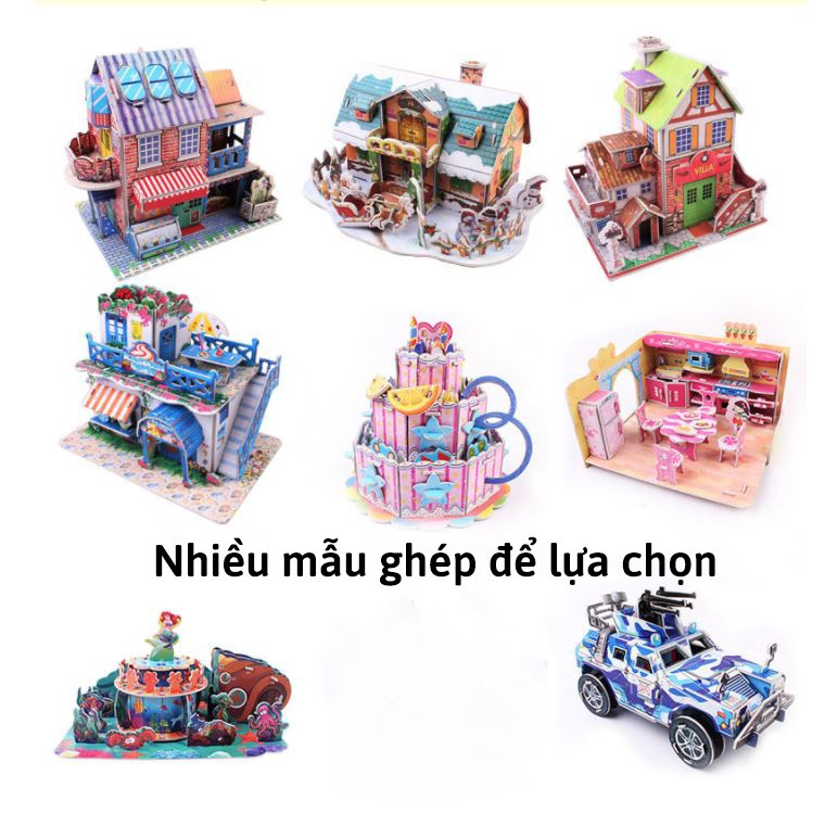 Đồ chơi lắp ráp mô hình nhà 3D bằng bìa xốp Boba Store đồ chơi giáo dục cho bé nhiều mẫu mới nhất 2021