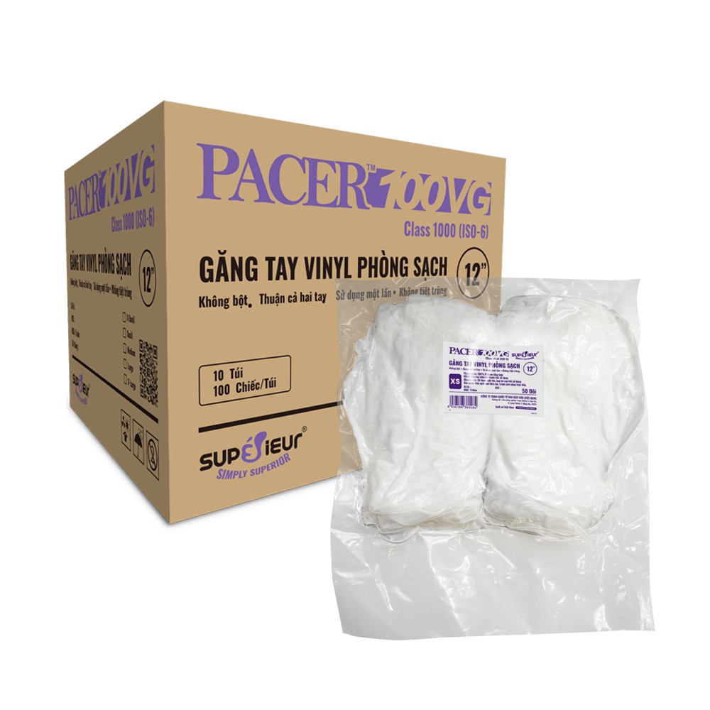 Găng tay phòng sạch cao cấp VINYL SUPÉRIEUR PACER 100VG (Class 1000)