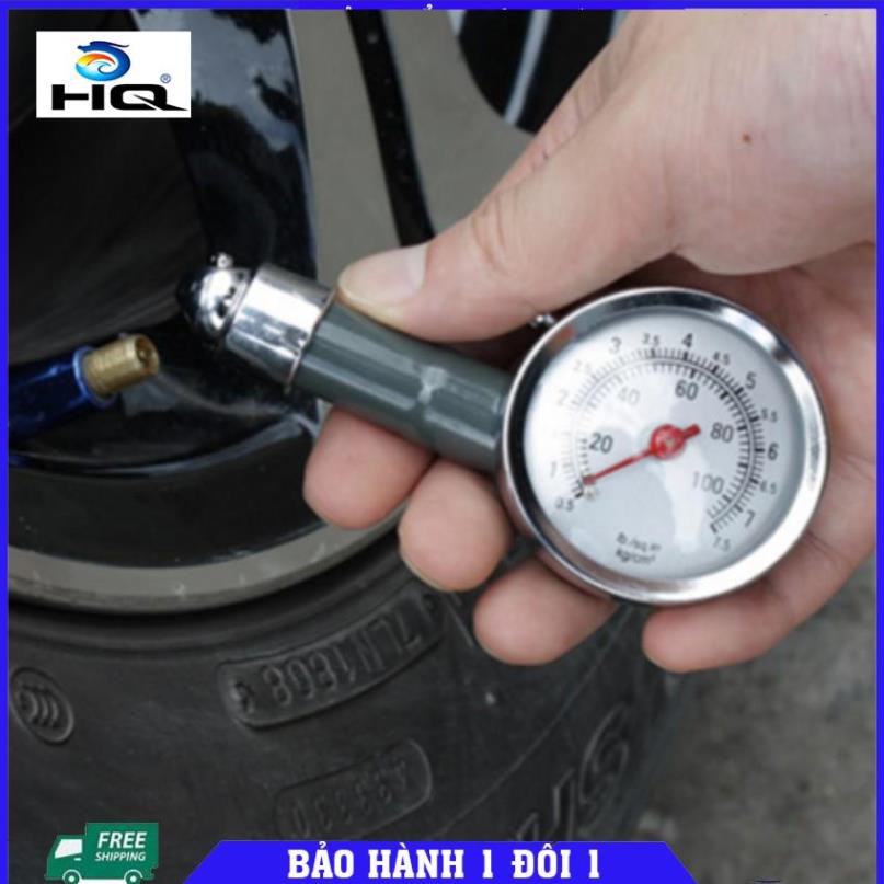 🚛 Đồng hồ đo áp suất lốp xe bằng cơ cho ô tô xe máy (Đen) 206069 🚛