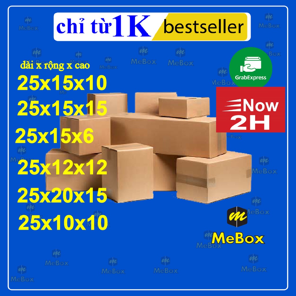 hộp carton, hộp giấy gói hàng, thùng carton nhiều kích thước (kích thước dài 25cm)