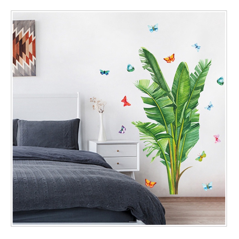 TRANH DECAL DÁN TƯỜNG DECOR PHÒNG NGỦ,PHÒNG KHÁCH SPA CÂY HOA CHUỐI -TRANH DÁN TƯỜNG TRANG TRÍ 3D HÀN QUỐC