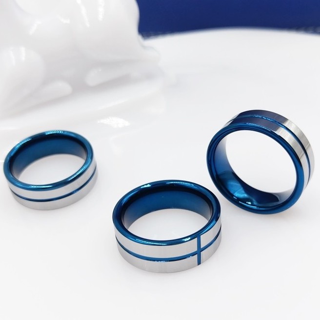 Nhẫn vonfram phong cách Hàn Quốc hiện đại cao cấp có chống trầy xước bề mặt