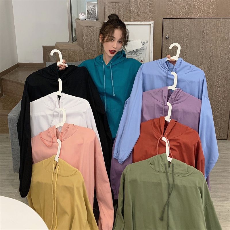 【ZHELIHANGFEI】Áo Hoodie Tay Dài Dáng Rộng Phong Cách Preppy Thời Trang Dễ Phối Đồ