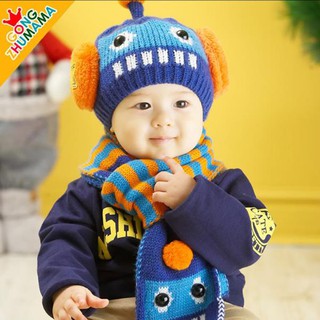 Set Khăn Mũ Rô Bốt Cho Bé