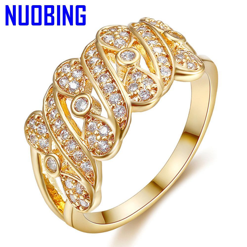 Full Aaa Zircon Diamonds Gemstones Rings For Women Monaco 18K Gold Crystal Bling Jewelry Anillos Mujer Bijoux Accessory Fashion|Rings|