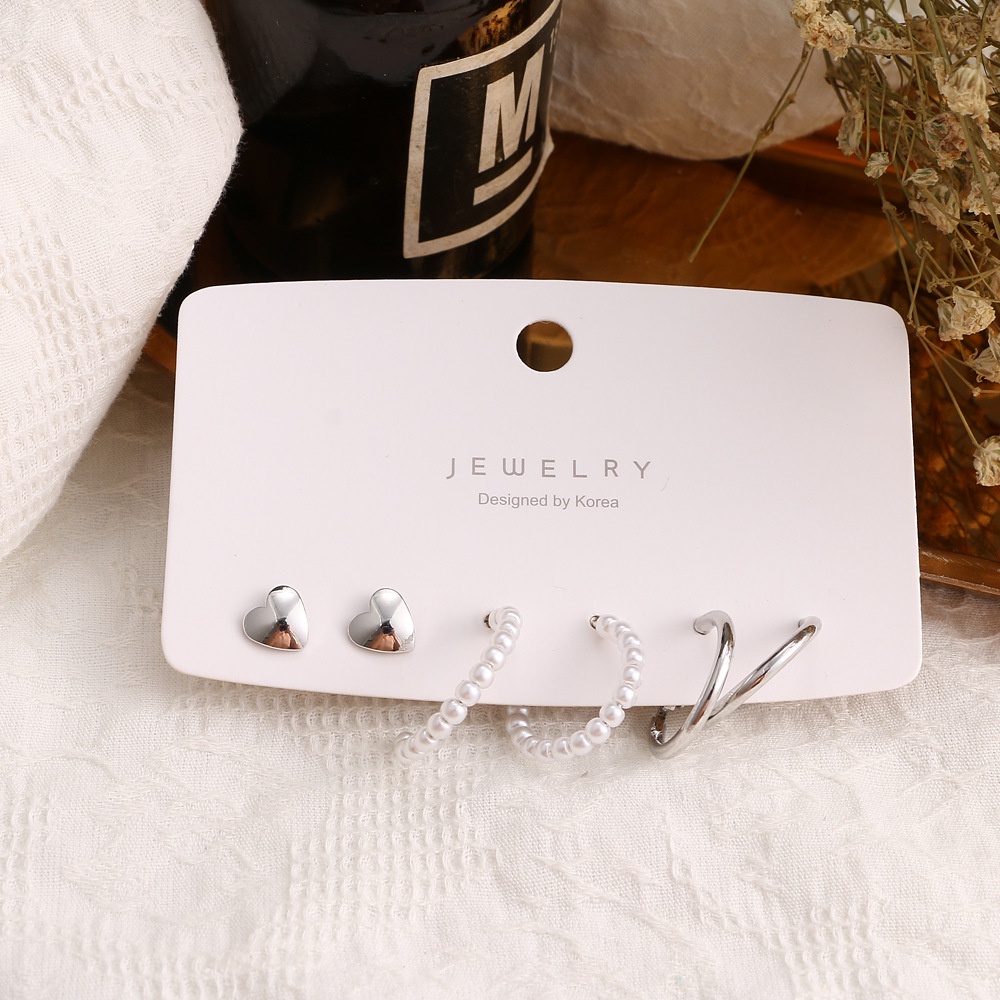 Set 6 Đôi Khuyên Tai Hình Tròn/Trái Tim Nhỏ Xinh Đơn Giản Phong Cách Hàn Quốc Cho Nữ