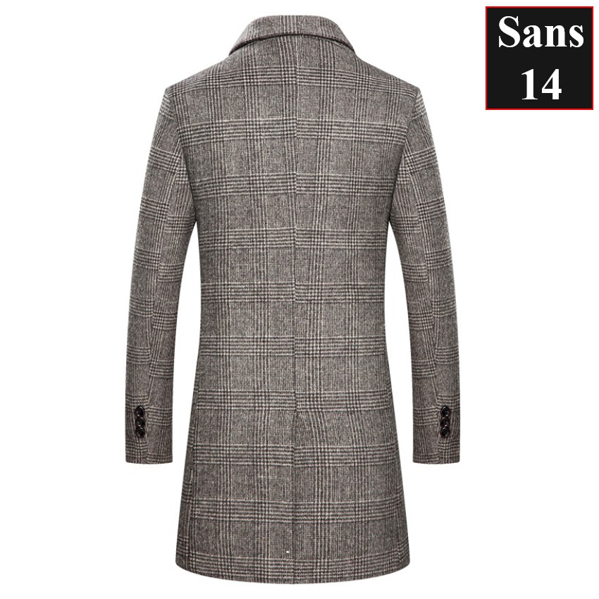 Áo blazer nam hàn quốc Sans14 khoác dạ lông cừu kẻ sọc caro măng tô dáng vừa mangto big size 80kg 90kg 100kg 3XL 4XL