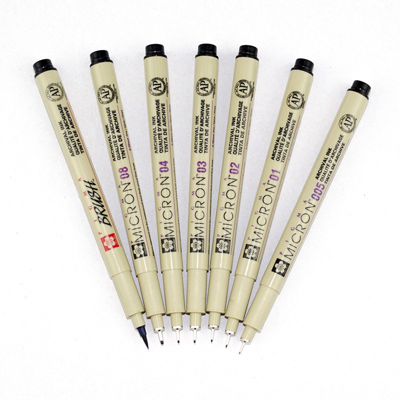 Bút vẽ nét line Sakura Micron Nhật Bản Đủ Size 003/005/01/02/03/04/05/08/1/2/3/Brush