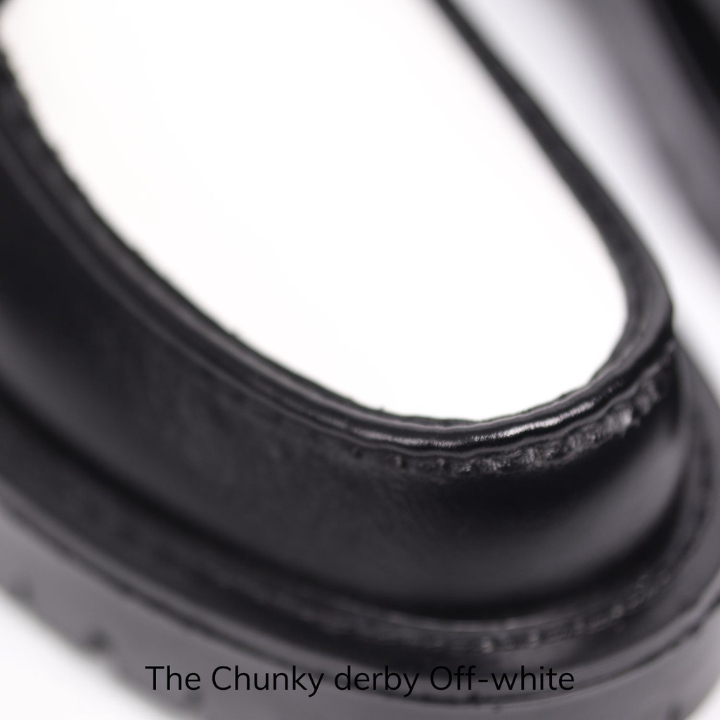 Giày da bò nhập khẩu Chunky Derby Off-White August chính hãng viền mũi giày phong cách Hàn Quốc bảo hành 12 tháng