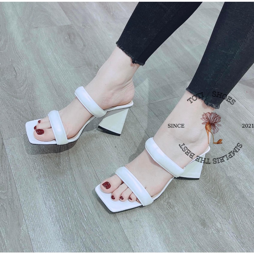 GUỐC NỮ TOTIIE SHOES - DÉP CAO GÓT 2 QUAI NGANG MŨI VUÔNG - DÉP NỮ THỜI TRANG - DÉP GUỐC ĐẾ TRỤ 9CM - D2202160