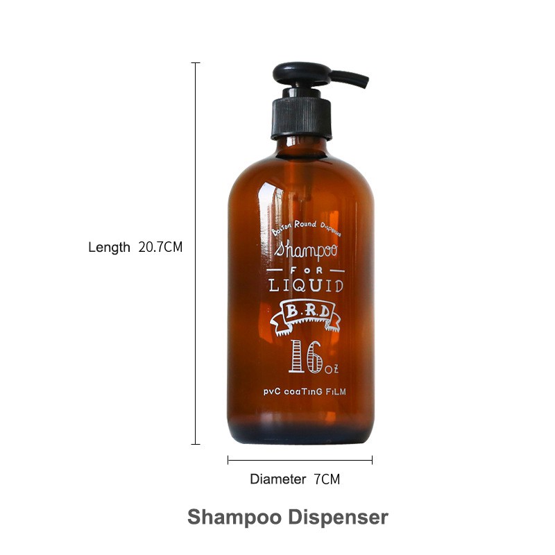 SUPO DEPOT - Bình Thủy Tinh Đựng Dầu Gội Đầu Màu Nâu Phong Cách Bắc Âu