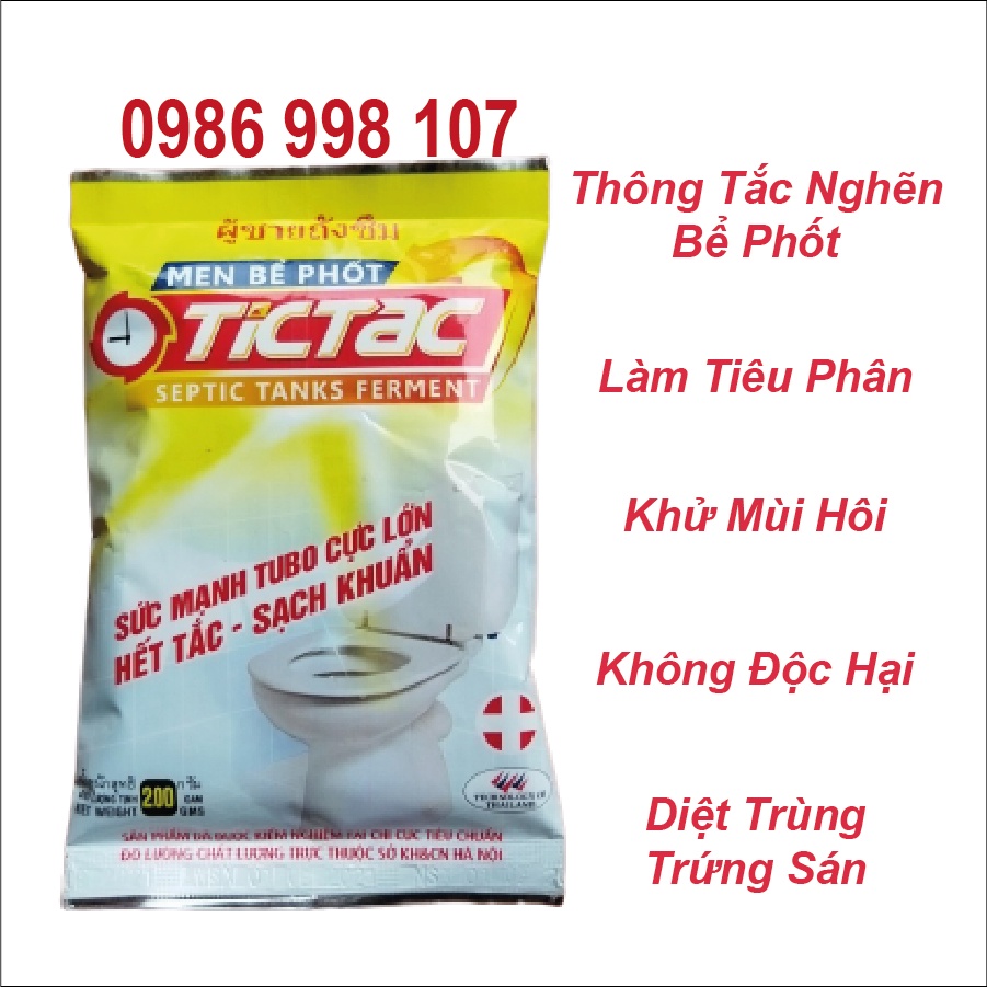 Men Xử Lý Bể Phốt TICTAC - Chống Tắc Nghẽn - Khử Mùi Hôi - Phân Hủy Cặn Bã