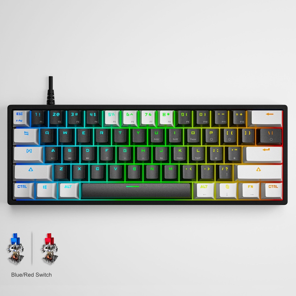 Bàn phím cơ chơi game LEAVEN K620 Hotswap, Led rainbown, Led gầm RGB