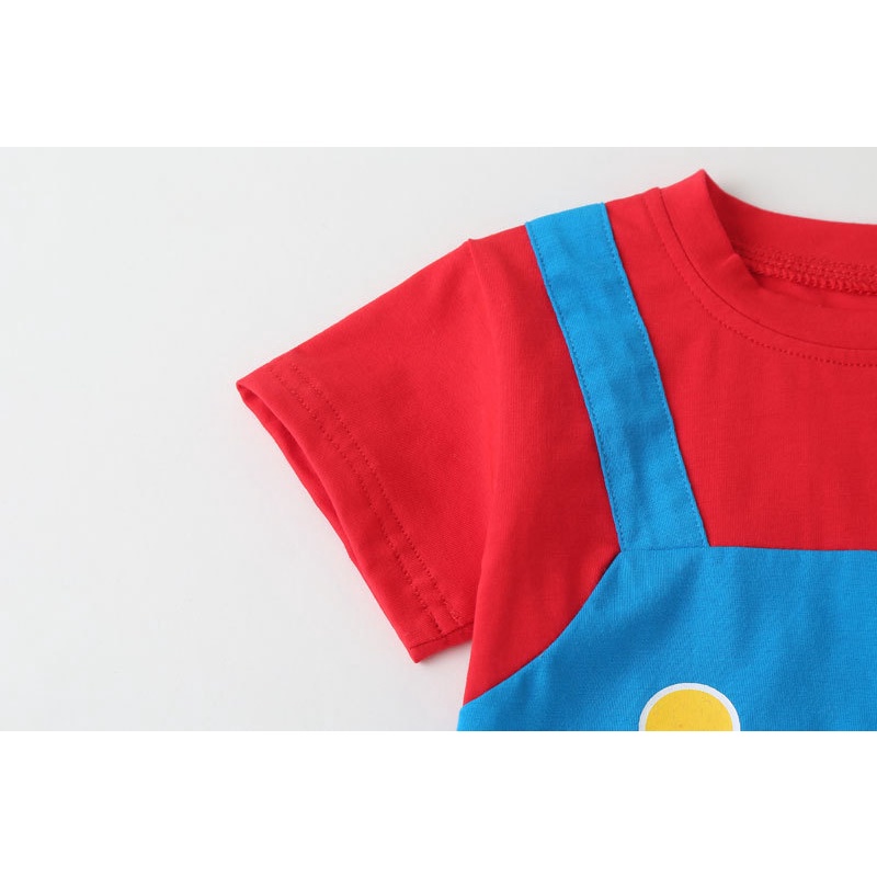 Bộ áo liền quần tay ngắn in họa tiết hoạt hình dễ thương cho bé sơ sinh