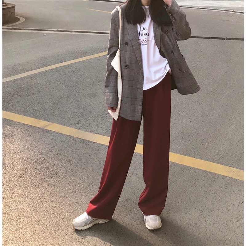 Quần ống rộng lưng cao theo phong cách retro Xiaozhainv | BigBuy360 - bigbuy360.vn