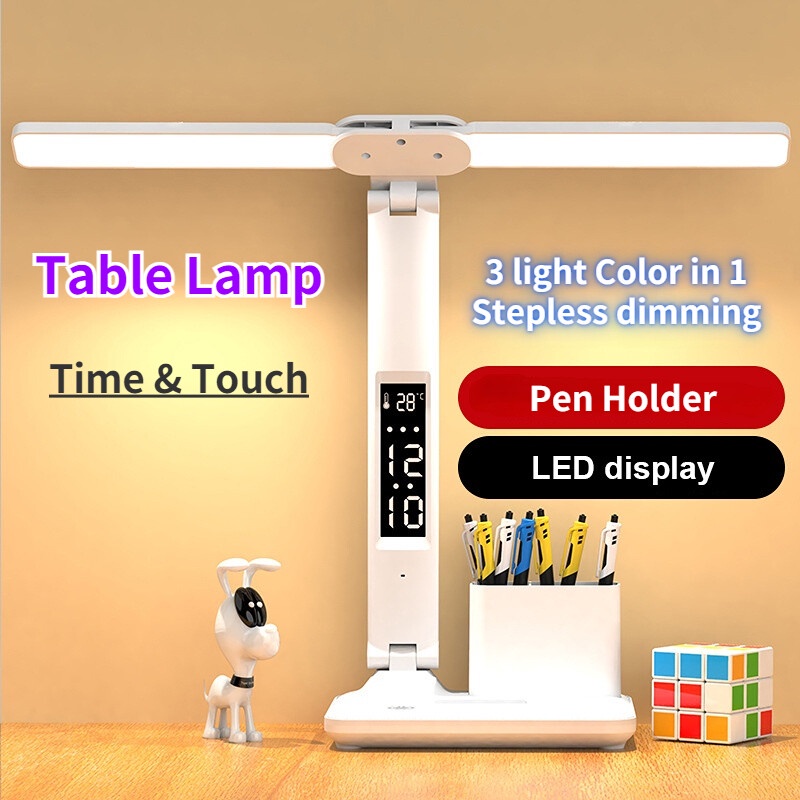 Đèn Để Bàn 2 Đầu 180 Độ Kèm Dây Cáp usb Tiện Dụng° Đèn Đọc Sách Xoay Được 3 Trong 1 Ánh Sáng Ban Đêm Có Thể Sạc Lại
