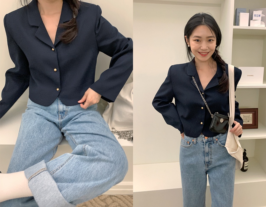 Áo Khoác Suit Dáng Ngắn Phong Cách Retro Pháp Quý Phái 55087