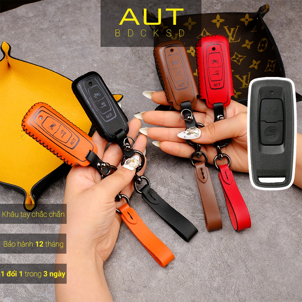 Bao da chìa khoá xe máy Honda Vario 160 Vision Lead Winner X v3 2022 remote mới da bò khâu tay VSV AD có tay cầm mẫu mới