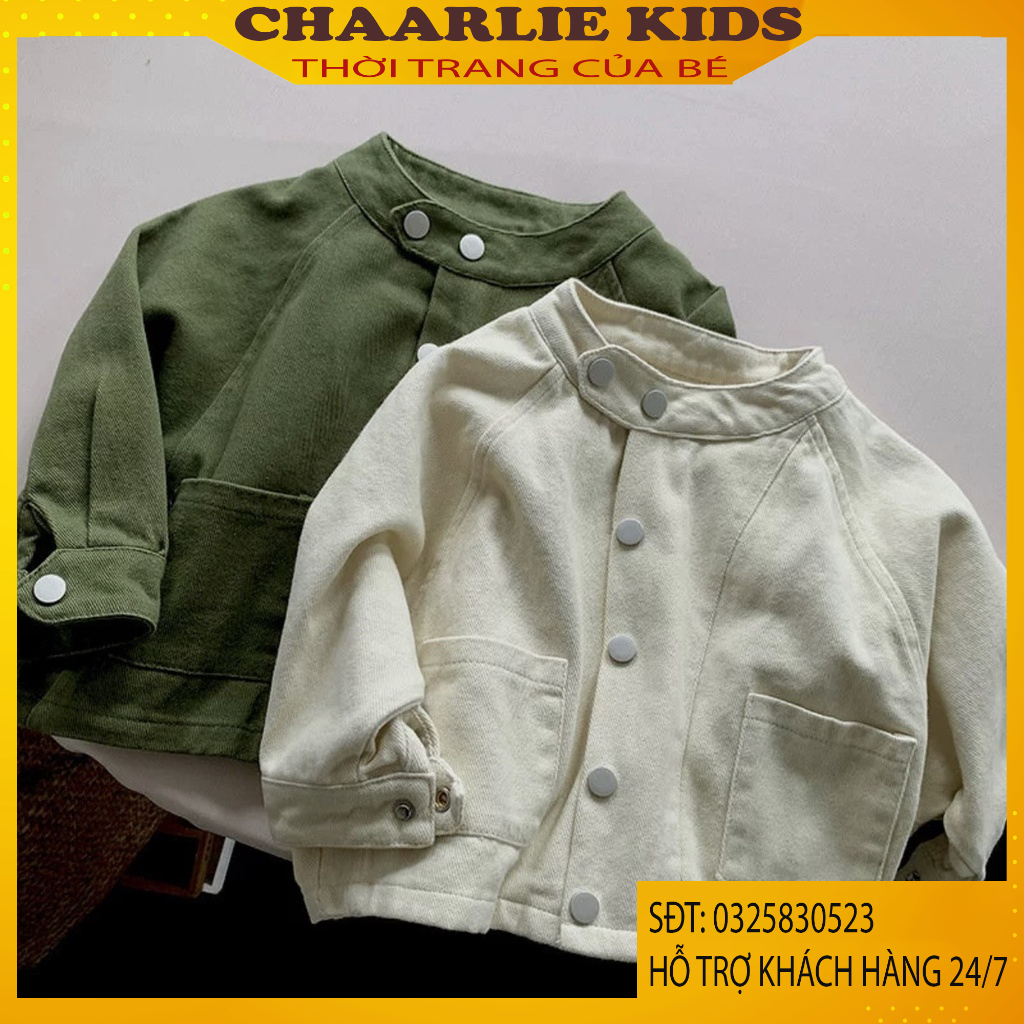 Áo Khoác Sơ Mi Cho Bé, Áo Dài Tay Phong Cách Hàn Quốc Vải Kaki Dày Dặn Mềm Mịn - Thời Trang Trẻ Em Chaarlie Kids