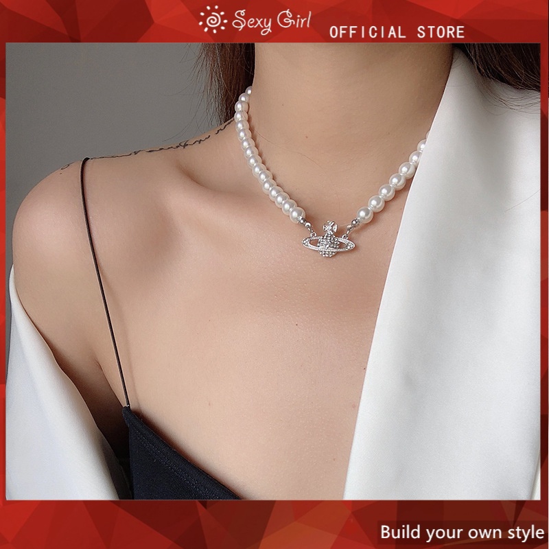 Vòng cổ Mặt Hình Hành Tinh Đính Đá Và Ngọc Trai Thời Trang Hàn Quốc Cho Nữ