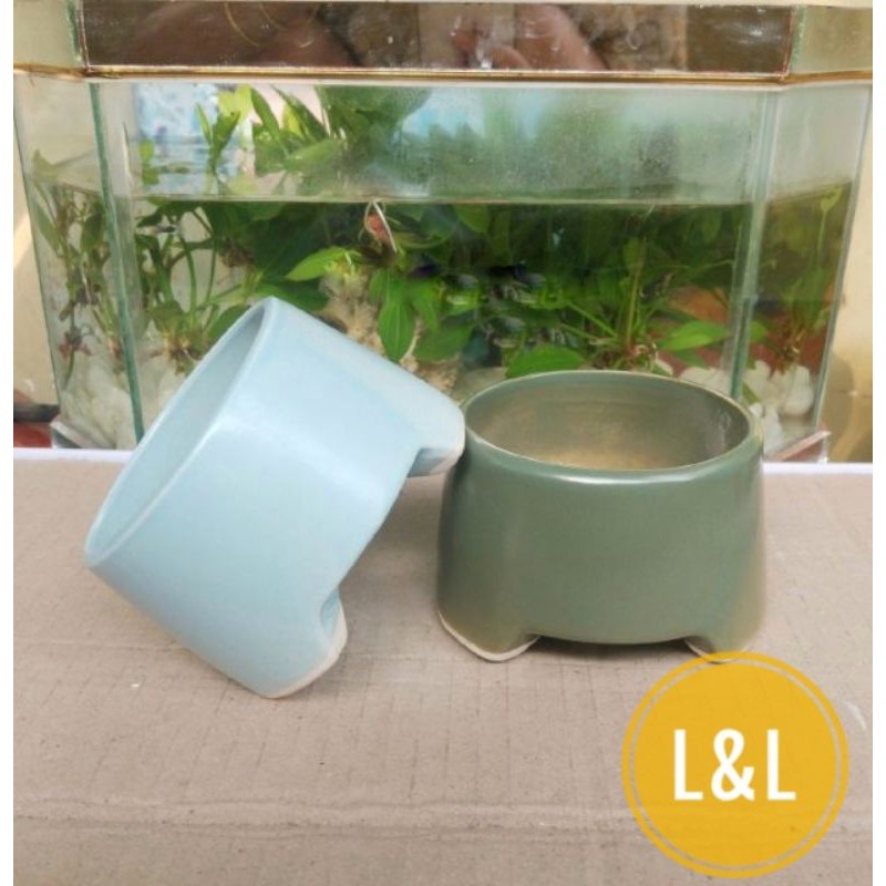 🆕COMBO 2 Chậu sứ Bát Tràng Ba chân thấp trồng cây Để Bàn, Cây Nội Thất, Sen Đá, Xương rồng, Cây Bonsai