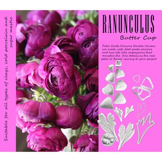 Ranunculus Buttercup- Khuôn vân nhựa dẻo hoa đất lấy vân 2 mặt