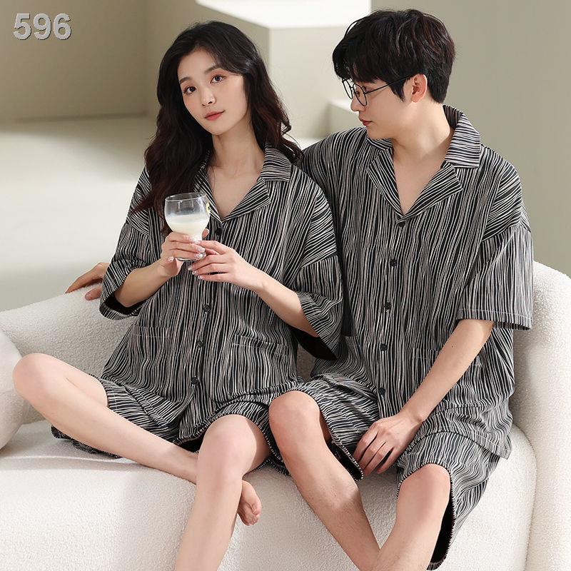 Câu chuyện về mùa hoa Cặp đôi Bộ đồ ngủ hè cotton ngắn tay 2022 Nam và nữ mới mặc nhà giản dị Hàn Quốc