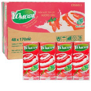 Sữa chua uống Yomost 170ml thùng 12 lốc ( 48 hộp ) vị dâu, cam, lựu, việt quất bạc hà