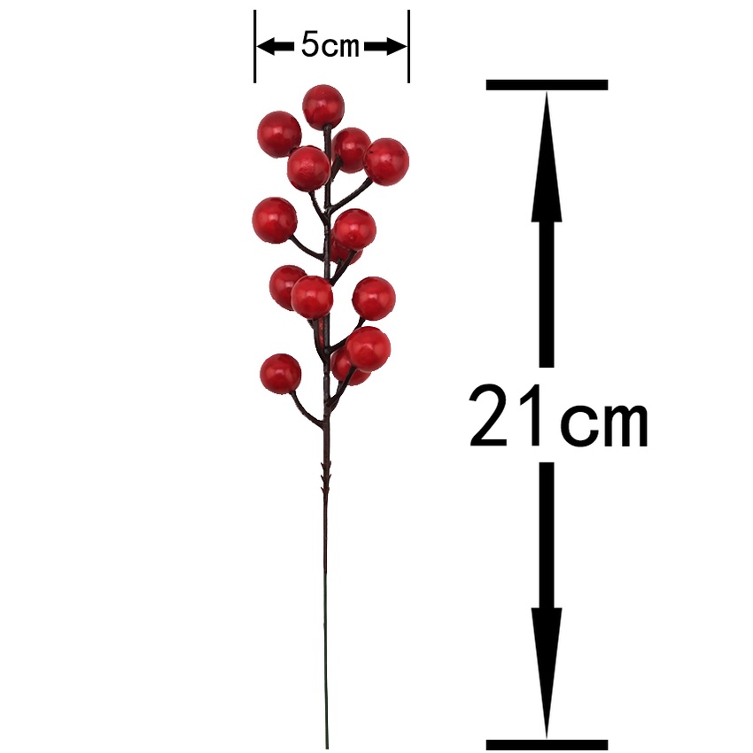 (Gói 5 Cái) Chùm Berry Giả 21cm Trang Trí Cây Thông Giáng Sinh