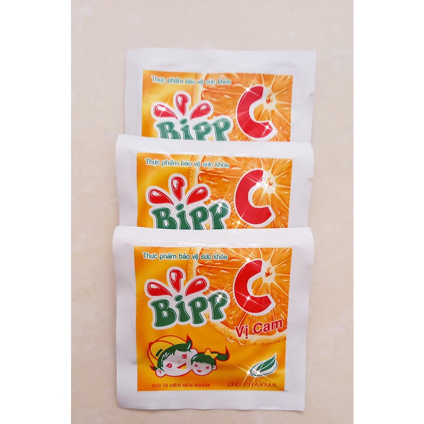 Kẹo ngậm Bipp C vị cam gói 10 viên. Viên ngậm Bip c bổ sung vitamin C tăng đề kháng