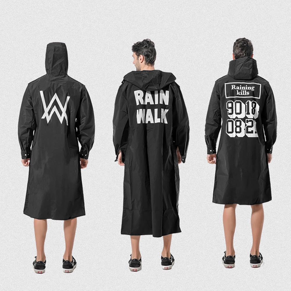 Áo mưa dành cho người lớn màu đen Eva Alan Walker Áo mưa đi bộ đường dài kiểu dáng dài Poncho nam ngoài trời Áo mưa chống thấm nước