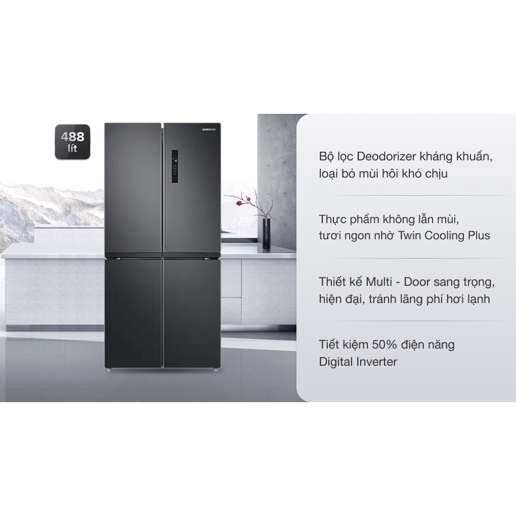 Tủ lạnh Samsung Inverter 488 lít RF48A4000B4/SV
