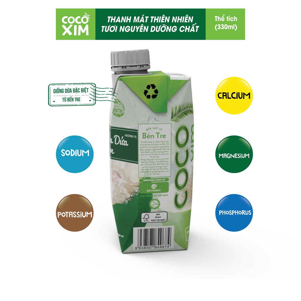 01 Thùng/ 24 Hộp Nước dừa tươi đóng hộp từ 100% dừa dứa non nguyên chất COCOXIM 330ml - YOOSOO MALL