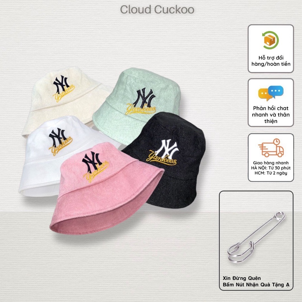 Mũ Bucket Nhung Gân Tăm Thêu Chữ Siêu Nét Phom Mũ Vừa Đầu Người Việt - Mã Số: MBK1344