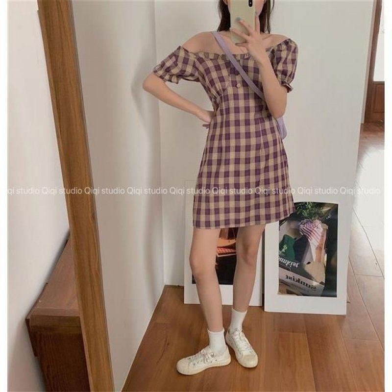 Váy đầm kẻ caro màu tím Jameela | BigBuy360 - bigbuy360.vn