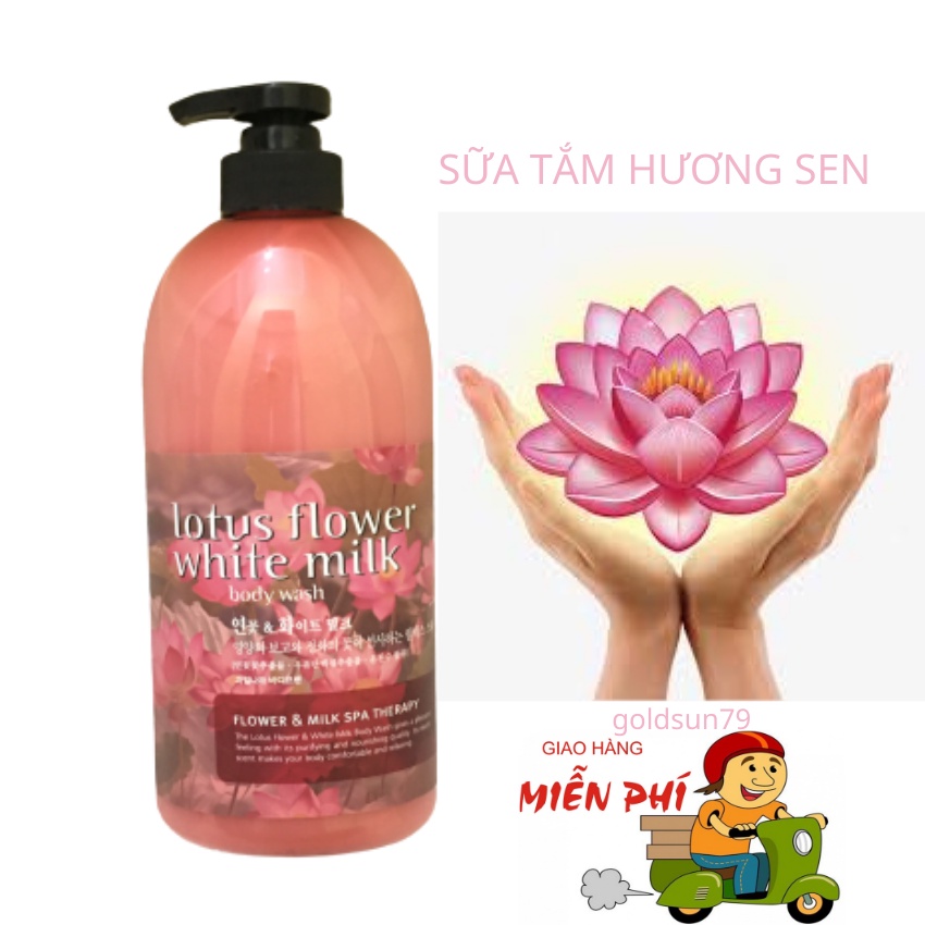 Sữa tắm hương hoa sen 750ml loại bỏ tế bào chết làm trắng da sáng mịn và mềm mại
