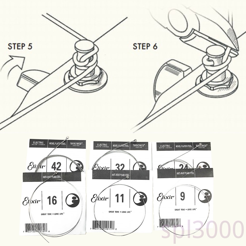 Set 6 dây đàn guitar điện siêu nhẹ phủ lớp phủ chống gỉ cho Elixir 12002 9-42