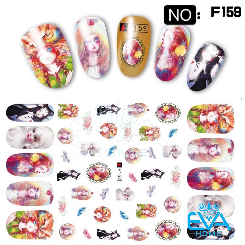 Decal Dán Móng Tay 3D Nail Sticker Hoạ Tiết Nhân Vật Truyện Tranh Phong Cách Châu Âu Anime Girls F159