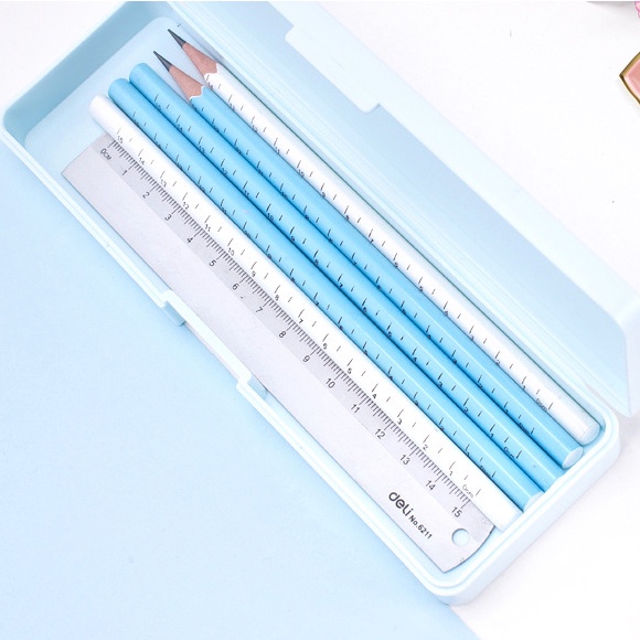 Bút Chì Gỗ Hình Tam Giác Deli 2B Kèm Thước Đo Tiện Dụng Cho Học Sinh