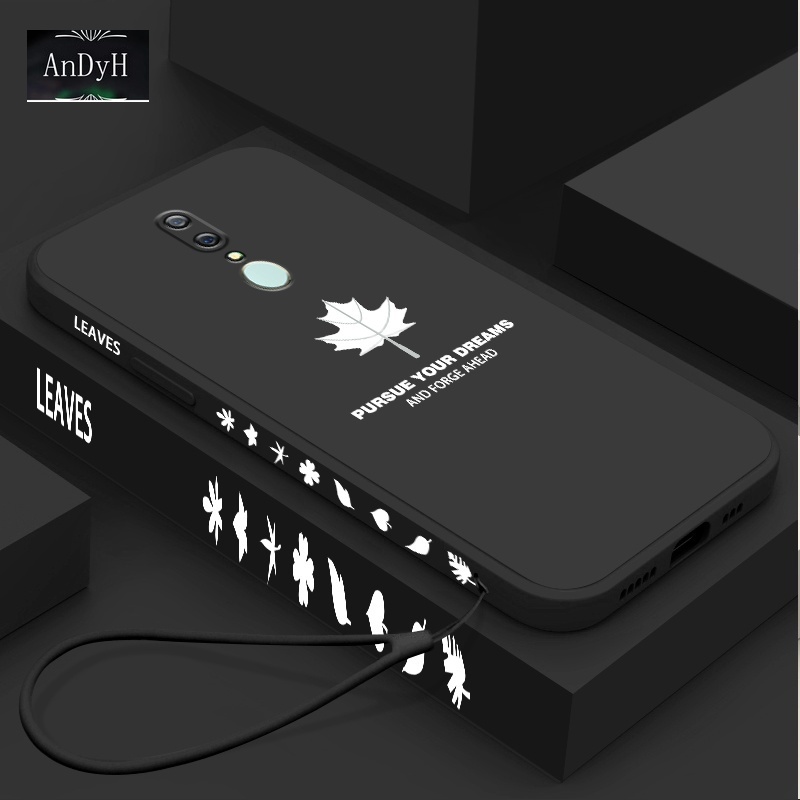 Ốp điện thoại silicon nhám hình lá phong có dây đeo thời trang cho Oppo A7X F9 A9 A9X F11 A72 5g A73 5g A53 5g F15