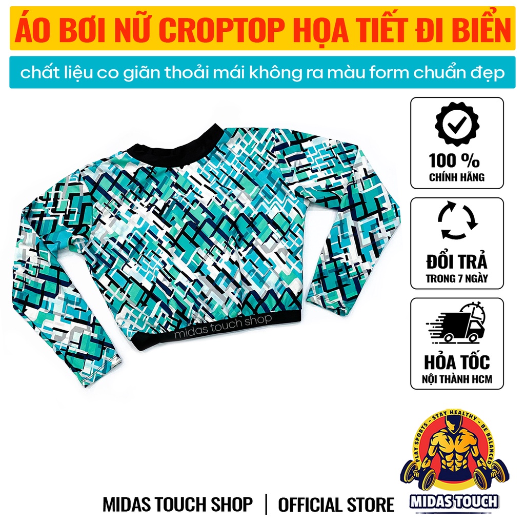 Áo Bơi Nữ Croptop/Tay Dài/ Tay Ngắn Size XL Dưới 60kg Chống Nắng Phù Hợp Đi Biển Tập Bơi - Chất Liệu Vải 4 Chiều Co Giãn