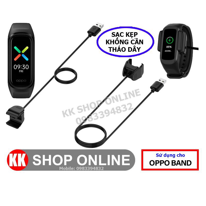 Cáp sạc 1m dạng kẹp cho Oppo Band, không cần tháo dây đeo