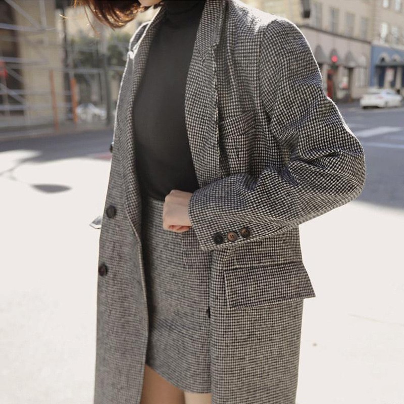 (ORDER- sẵn XL) Set Áo khoác dạ nữ dáng dài Hàn Quốc sang chảnh + Chân váy dáng chữ A | BigBuy360 - bigbuy360.vn